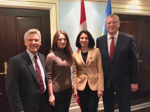 Ben Moses with Yulia, Andriy Shevchenko, and Andriy's wife Hannah at the Ukrainian Embassy.